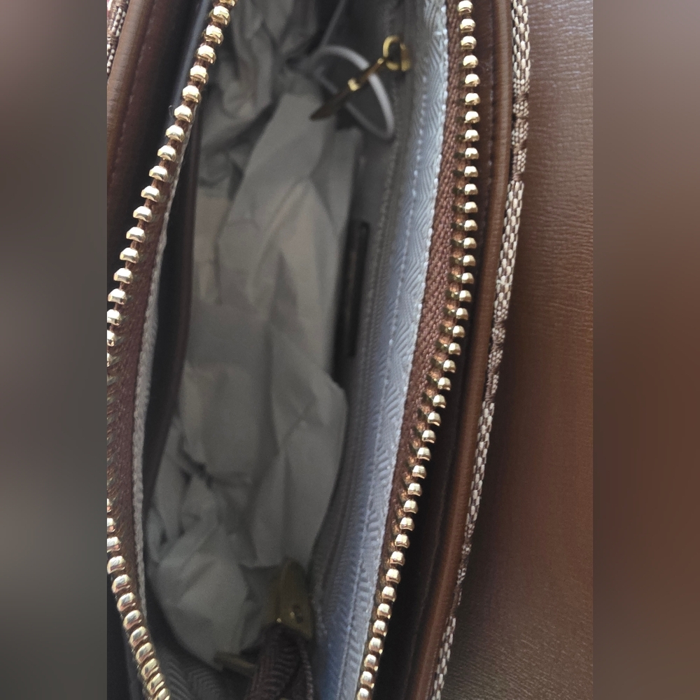 Casual Brown Monogram Crossbody Bag - Picture 8 of 12